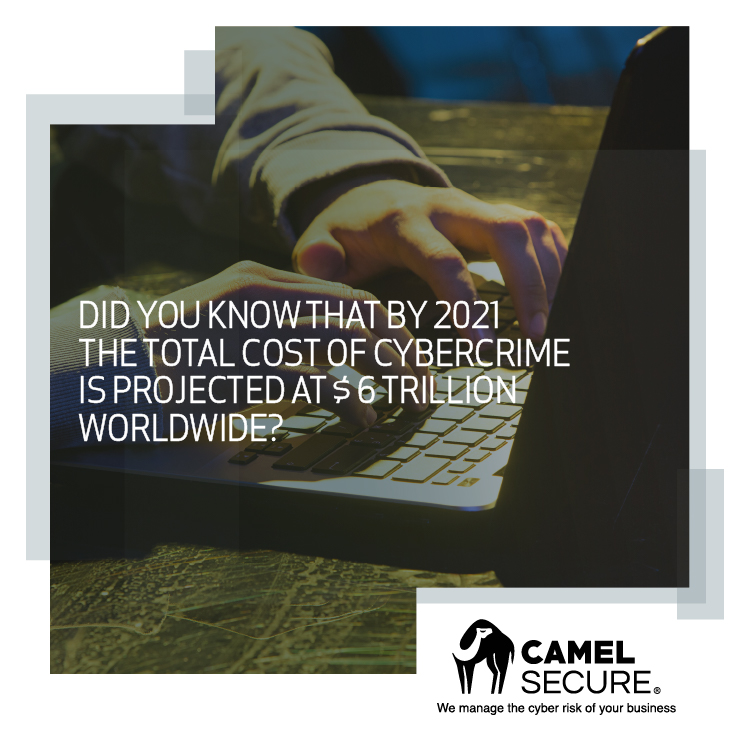 By 2021 the cost of cybercrime is projected at $6 Trillion Worldwide