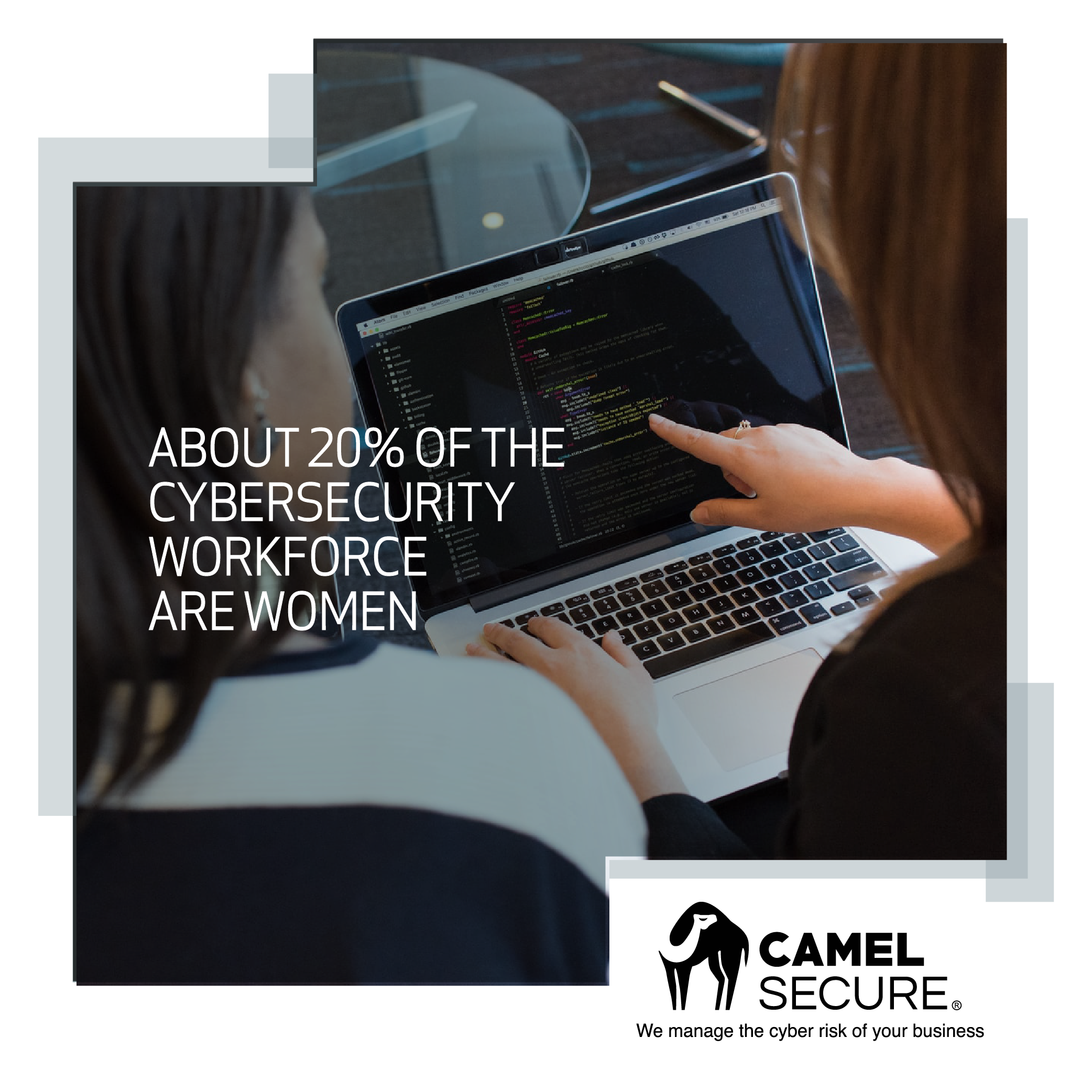 About 20% of the cybersecurity workorce are women